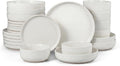 HaWare 24-Piece Plates and Bowls Set for 6, Stoneware Dinnerware Sets with Pasta Bowl, Dishes Set for Home Restaurant, Speckled Milky White
