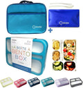 kinsho Lunch Boxes for Kids Boys Teens - Bento Box Set with Insulated Bag and Ice Pack, 6 Compartment Leak Proof Food Container, BPA-Free, Microwave Safe, Ideal for School & Work, Blue