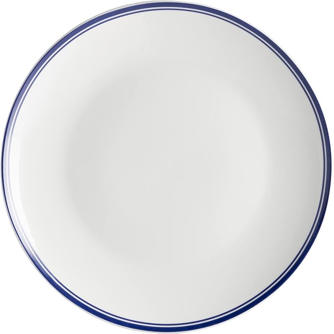 10 Strawberry Street Café Stripe 16 Piece Coupe Dinnerware Set, Blue