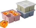 1/2 Cup Silicone Freezer Tray With Lid,Silicone Freezer Molds 3-Pack For meal prep & freezing of various sauces and other dishes, makes 12 perfect 1/2 cup portions cubes (Multicolor 3 Pack)