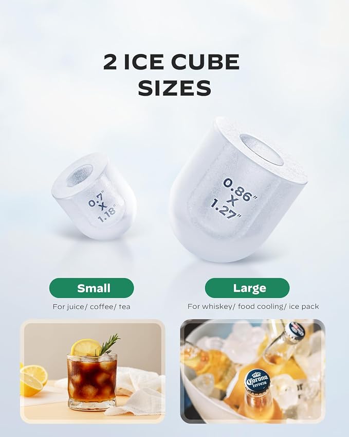 Silonn Countertop Ice Maker - 9 Cubes Ready in 6 Mins, 26lbs in 24Hrs, Portable Ice Machine with Self-Cleaning, 2 Sizes of Bullet Ice for Home/Kitchen/Party/RV, Stainless Steel