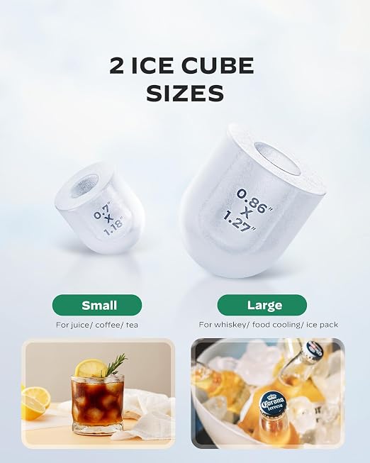 Silonn Countertop Ice Maker - 9 Cubes Ready in 6 Mins, 26lbs in 24Hrs, Portable Ice Machine with Self-Cleaning, 2 Sizes of Bullet Ice for Home/Kitchen/Party/RV, Black