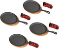 4 PCS Fajita Skillet,Sizzler Plates With Wooden Base And Handle Cover,Steak Plates,Cast Iron Skillet Set,Cast Iron Plates for Home Party Eating