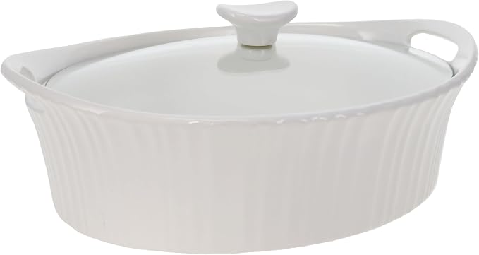 CorningWare French White 2.5-quart Oval Casserole with Glass Lid
