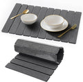 Stone Drying Mat for Kitchen Counter, Quick Diatomaceous Earth Mats for Dishes, 23.6"L x 15.7" W Super Absorbent Fast-Drying Collapsible Countertop Stone Mat (Dark Grey, 24" x 16")