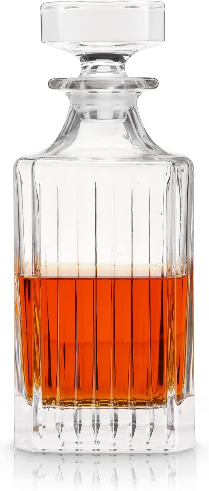 Viski Reserve Milo Whiskey Decanter with Stopper, Stylish Crystal Liquor Decanter for Bourbon, Scotch, Spirits, Wedding Gifts, Man Cave Essentials, Elegant Home Bar Accessories, 28 oz (828 ml)