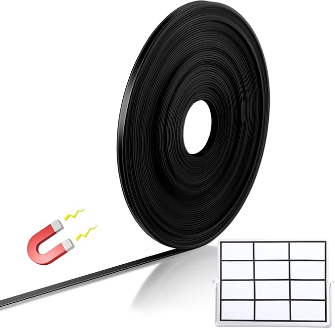 Tellegloww Black Magnetic Tape Roll Thin Strips, 1/4 Inch X 100 feet Magnetic Board Dividers Whiteboard Graphic Decorative Tape Marking Line for Classroom Office Art Accessories