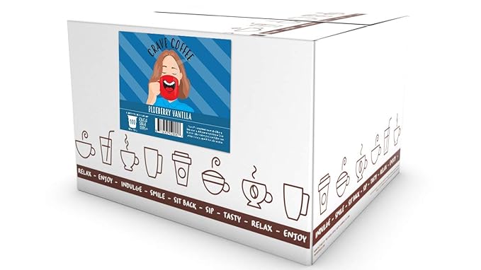 Crave Beverages Flavored Coffee Pods Compatible with Keurig K-Cup Brewers, Single Serve Blueberry Vanilla, 100 Count
