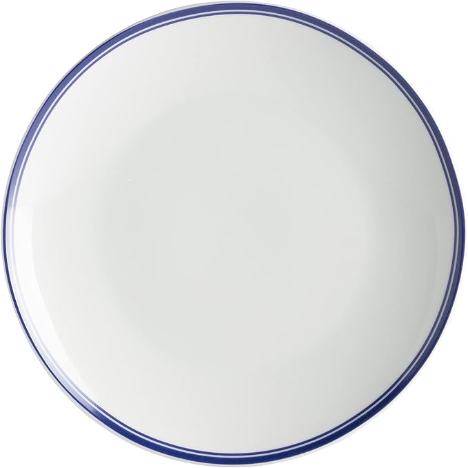 10 Strawberry Street Café Stripe 16 Piece Coupe Dinnerware Set, Blue