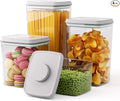 Pop Top Airtight Food Storage Containers, 4-Piece Pantry Starter Set with 4 Sizes, BPA-Free Clear Containers with Measurement Marks for Flour, Sugar, Cereal, Pasta