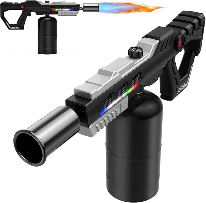 Sondiko Powerful Propane Torch Gun, Front-Mounted LED Light, Gift for Men | Adjustable Flame Thrower, Heavy-Duty Blow Torch Gun for Searing Steak, BBQ, Sous Vide, Camping, Charcoal Starter