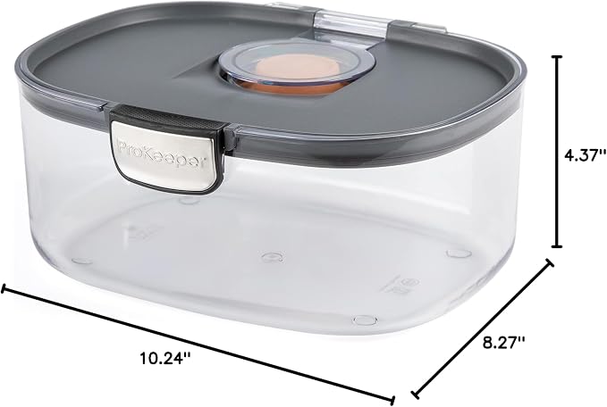 Progressive ProKeeper International Airtight Food Storage Container with Terracotta Disk for Freshness, Stackable & Dishwasher Safe, Ideal for Cookies, Baked Goods, & More, 3 Quart
