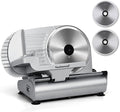 Meat Slicer, Techwood Electric Deil Food Slicer with Removable 9” Stainless Steel Blade, Deli Cheese Fruit Vegetable Bread Cutter with Adjustable Knob for Thickness, Food Carriage & Non-Slip Feet