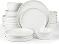 Famiware Mars Plates and Bowls Sets, 24 Pieces Dinnerware Sets, Dishes Set for 8, White