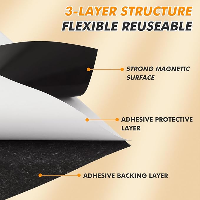 Magnetic Sheets with Adhesive Backing - 30 Pcs 8.5 x 11/20 Pcs 8 x 10 Inch Flexible Magnetic Adhesive Sheets, Adhesive Magnetic Sheets for Dies Storage, Photos, Craft Projects, School, Office