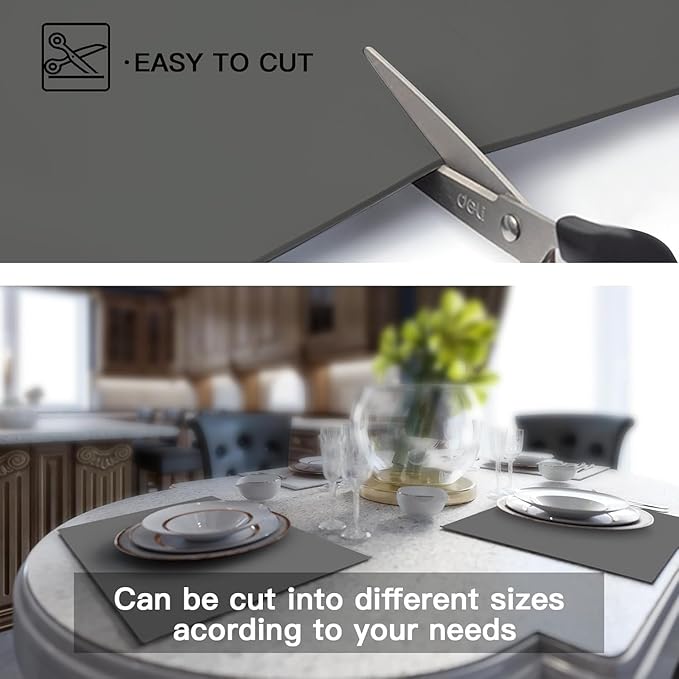 2MM Thick Silicone Countertop Mat, 23.6"x 23.6" Silicone Mats for Kitchen Counter, Nonslip Heat Resistant Mat, Large Kitchen Counter Mats, Waterproof Countertop Protector Light Gray