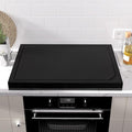 Wooden Stove Top Covers for Gas Burner and Electric Stove, Glass Cooktop Protector, Wood Noodle Board Stovetop Cover With Handles, Black