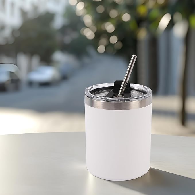 8 Pack 12 Oz Stainless Steel Skinny Tumbler with Splash Proof Lid, Vacuum Insulated Double Wall Thermal Cup, Outdoor Unbreakable Travel Slim Bottle for Hot Cold Drinks