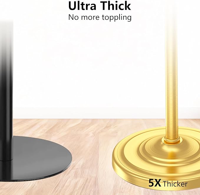 Brass Gold Bath Hand Towel Holder Stand,Stainless Steel 16 Inch Free Standing Towel Rack,Heavy Weight Towel Bar for Bathroom Vanity Countertop &Kitchen