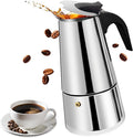 2 Cup 100ml Stainless Steel Moka Pot Stovetop Espresso Maker | Italian Coffee Machine 3.3oz Suitable for Gas Induction Stovetop Mocha Greca Coffee Maker Percolator Straight