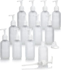 JUVITUS 8 oz Frosted Clear Glass Boston Round Bottle with White Lotion Pump (12 Pack)
