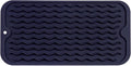 MicoYang Silicone Dish Drying Mat for Multiple Usage,Easy clean,Eco-friendly,Heat-resistant Silicone Mat for Kitchen Counter or Sink,Refrigerator or Drawer Liner Navy Blue S 12 inches x 6 inches
