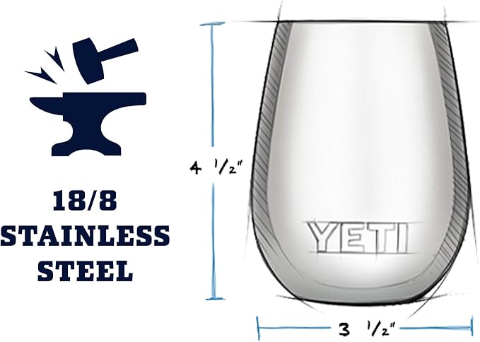 YETI Rambler 10 oz Wine Tumbler, Vacuum Insulated, Stainless Steel, NO LID