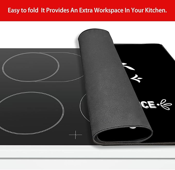 Stove Cover Stove Covers For Electric Stoves Foldable Multipurposeglass Top Protector Thick Natural Rubber Anti-Slip Coating Expands Usable Space (27.9inx20in) (bee33)