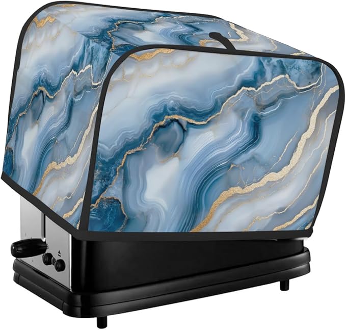 4 Slice Blue Marble Beautiful Toaster Cover Dust And Fingerprint Bread Maker Cover Bakeware Protector Washable Appliance Covers Kitchen Accessories For Home Kitchen Women Gift