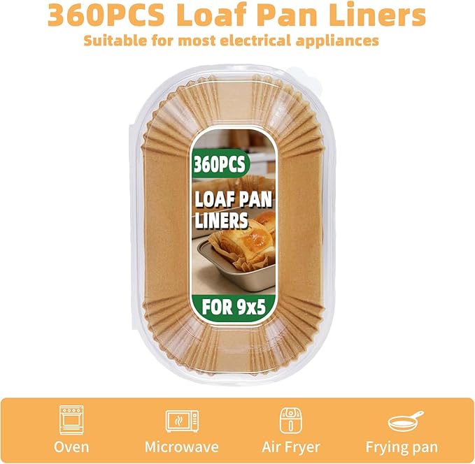 Loaf Pan Liners,360Pcs Parchment Paper Liners for Baking Bread 9x5 Inch,Non-Stick Parchment Bread Liners, Disposable Pan Liners for Baking