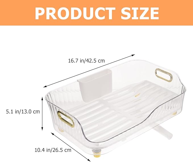 Healifty Dish Drying Rack Over Sink Kitchen Storage Rack with Cutlery Holder and Fruit Vegetable Drainer for Home Organization