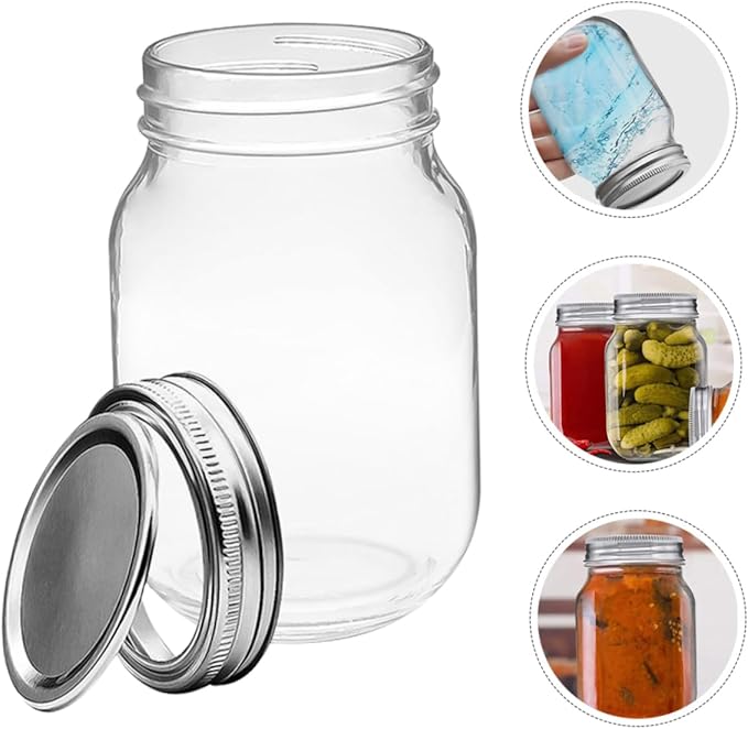 GANAZONO 6pcs Jars with Airtight Lids Reusable Containers for Jam Syrup and Honey Storage Fruit Jelly Cans for Outdoor Use and Meal Prep