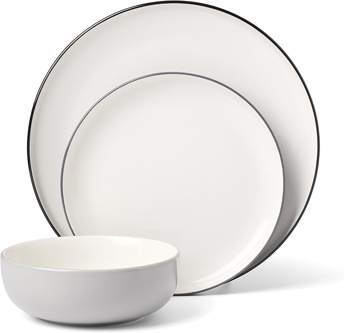 Oneida Dinnerware Set, 24 Seven Colors Pumice 12-Piece Set, Service For 4, Dishwasher Safe, Microwave Safe, Porcelain, Plates And Bowls sets, Dish Sets, Plates, Home And Kitchen (Pumice, 12 Piece)