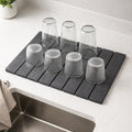 Super Absorbent Stone Dish Drying Mat – 16" x 12" Compact Fast-Drying Diatomite Mat for Countertops, Cups & Small Dish Loads