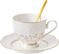 TATSUMI Interglio Embossed Bone China Tea Cup and Saucer Set, 3 Pieces Vintage Style Coffee Cup & Saucer Set For Women Wedding Gift (Starlight Pink, 1 set)