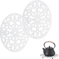 2 Pack Cast Iron Trivets, Decorative Oval Trivet 9.6"x7.3", Heat Resistant Metal Trivets for Hot Dishes Pots Pans Plates Teapot, Heavy Duty Cast Iron Pot Holder for Kitchen Countertops Dining Table