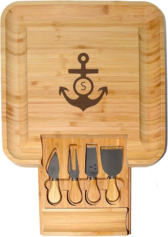 BT Trendz Personalized Charcuterie Board/Customized Bamboo Cheese Board/Serving Tray and Knife Set - Perfect Corporate, Wedding, Closing, Realtor, Birthday, Housewarming Gift - Gift for Dad/Mom (11)