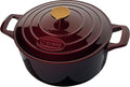 La Cuisine Enameled Cast Iron Dutch Oven Casserole Pot with Lid 6.5 QT 11" /28cm Dia. Internal Matt Black Enamel Coating Gold-Plated SS Lid Handle Oven Safe up to 500° F for bread baking, Cranberry