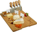 Picnic at Ascot Personalized Monogrammed Laser Engraved Hardwood Board for Cheese & Appetizers - Includes 4 Cheese Knives, Cheese Markers & Ceramic Dish - Designed in California