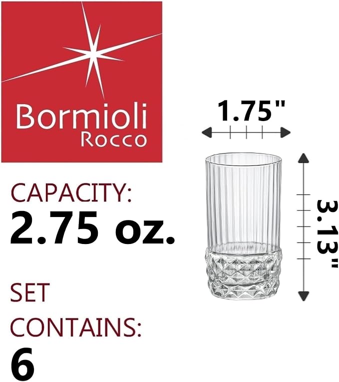 Bormioli Rocco America '20s 2.75 oz. Shot Glasses, Clear, Set of 6