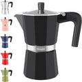 Mongdio Stovetop Espresso Maker Moka Pot, Stove Top Cuban Coffee Maker, Italian Greca Mocha Pot, 9 Espresso Cups, 15 oz - Black