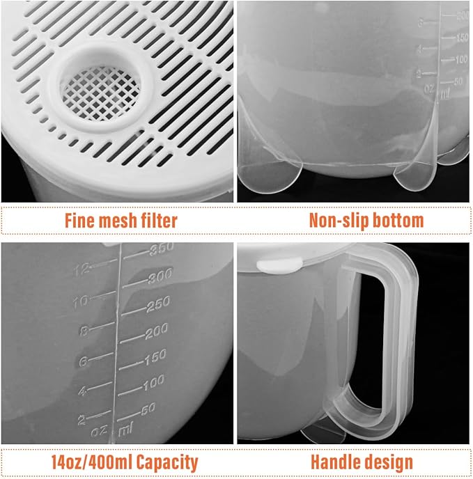 2PCS Rice Washer Plastic Washing Bowl Filter Strainer Basket for Vegetable Fruit Pasta Strainer Kitchen Colander, 400ml