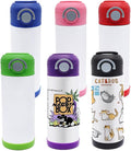 6 Pack 12 OZ Sublimation Straw Sippy Cup Spill Proof Blank Tumblers Mixed Color Stainless Steel Thermoses for Hot Drinks Double Wall Vacuum Insulated Water Bottle for School