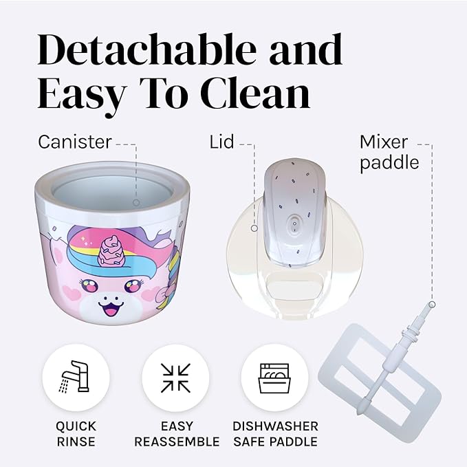 Cooler Concepts 1.2 Qt Unicorn Electric Ice Cream Maker for Kids - Best Countertop Ice Cream Machine for Homemade Soft Serve, Sorbet, Gelato, Frozen Yogurt - Fun Desserts for Families, Easy to Clean