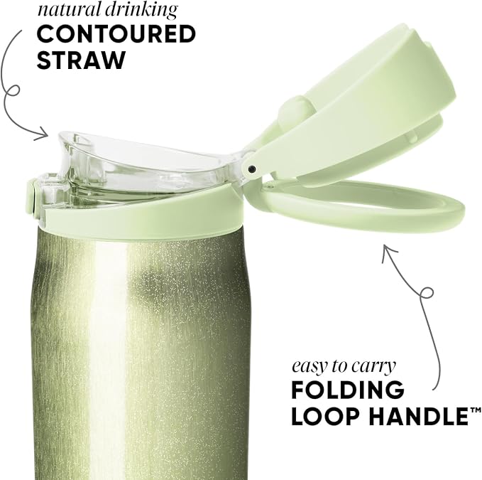 Simple Modern Mesa Loop Water Bottle with Covered Straw and Handle | 30oz Cup Holder Friendly Insulated Stainless Steel Bottles for Travel, Sports and School | Key Lime Cateye