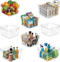 MOONEDGE 8-Pack Clear Cube Storage Bins, 10x10 Open-Top Plastic Organizer Boxes, Square PET Containers for Closet,Pantry,Kitchen,Fridge,Playroom,Bathroom,Undersink and Whole Home Organization