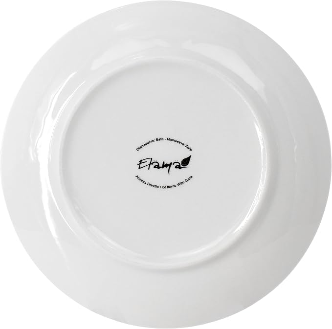 Elama Professional Kitchen 12 Piece Porcelain Dinnerware/Tableware Set (Round Salad/Dessert Plate White)