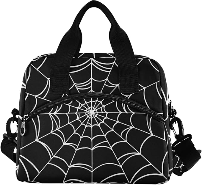 Goth Spider Web Insulated Lunch Bag Reusable Lunch Tote Bag Cooler Bag for Women Men Adult Lunch Box with Adjustable Shoulder Strap Leakproof Lunch Bag for Work School Picnic Camping