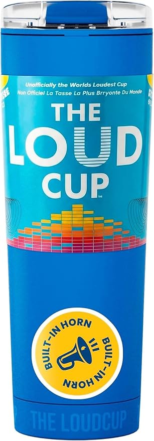 The LoudCup Blow Horn Tumbler, Cheer & Sip 2-in-1 Reusable Water Bottle with Built-In Horn for Sports Games, Tailgates, Parties & Events, BPA-Free, 23 oz, Marlin Blue