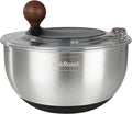 Stainless Steel Salad Spinner, 5.3 Qt Large Lettuce & Vegetable Cleaner with Non-Slip Bottom, Quick Stop Button, Dishwasher Safe Fruit Washer, BPA-free, Black